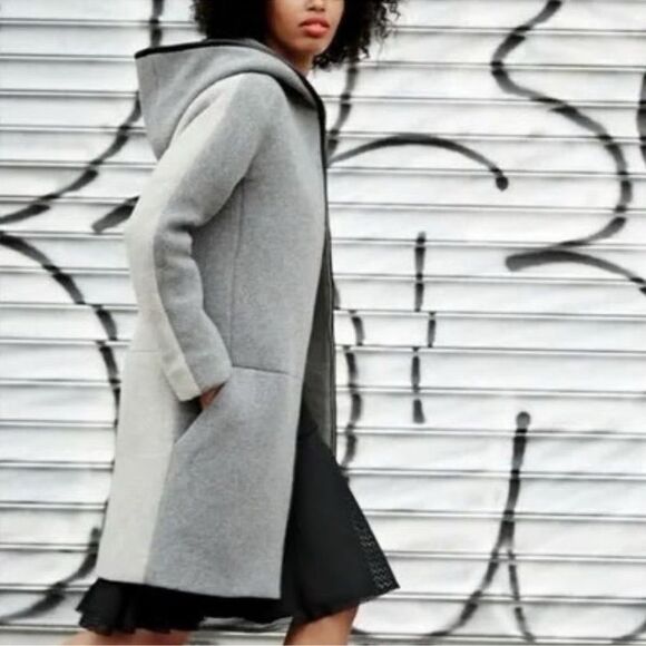 J. Crew Stadium Cloth Hooded Wool Coat Nello Gori Gray Size Extra Large - Picture 3 of 12